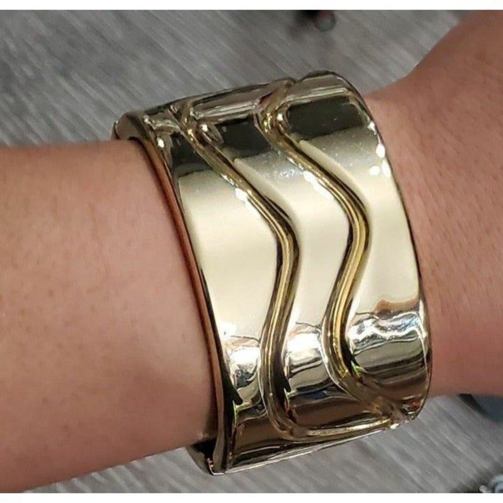 Wide Cuff Gold clamp bracelet